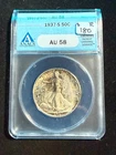 1937 S WALKING LIBERTY HALF DOLLAR ANACS AU 58