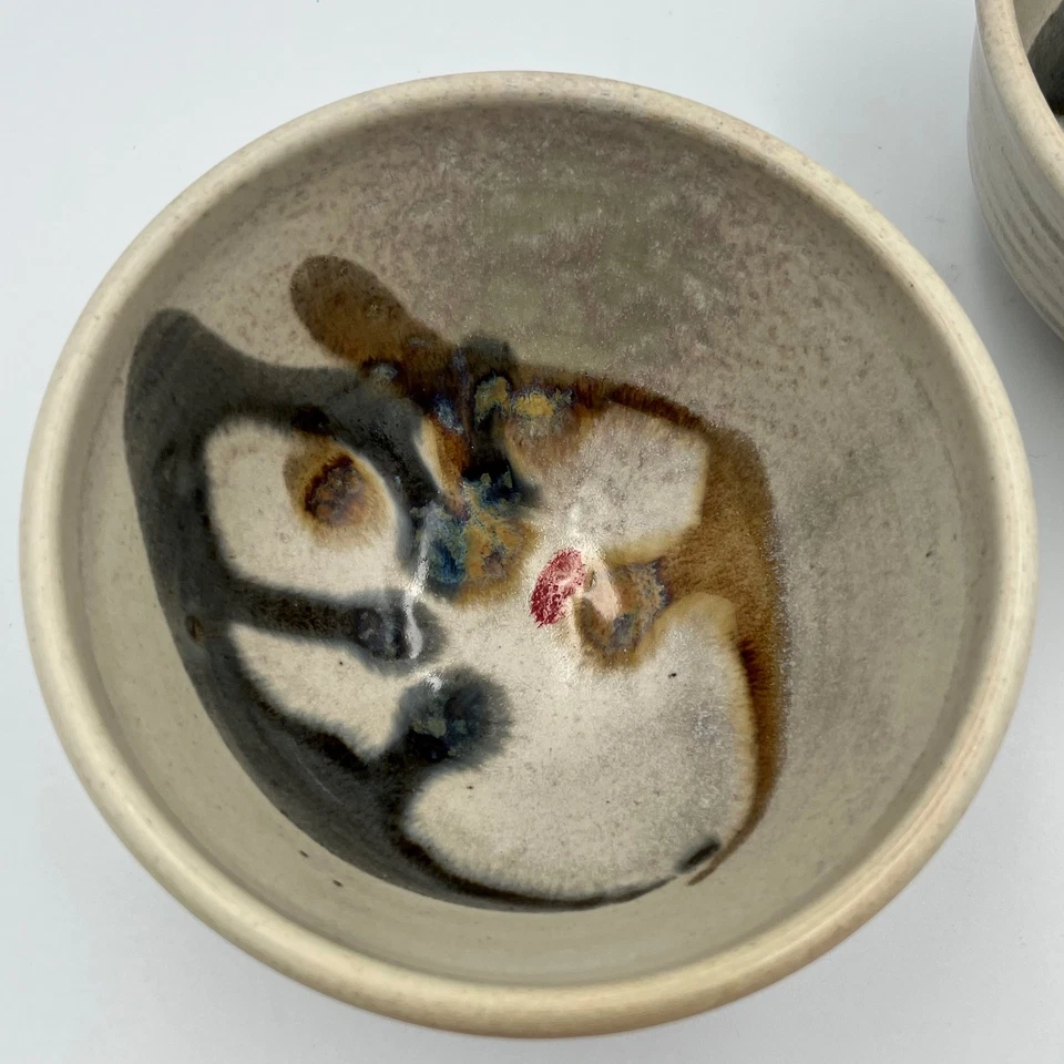 Juego de 2 cuencos de cerámica artesanales de cerámica rústica Foto 3 de 4