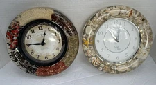 Vintage Lucite Sea Shells Wall Clock 8” Seashells Sands Of Time & FirsTime Clock