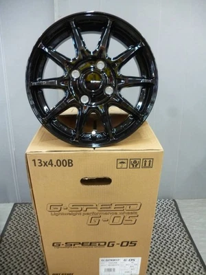 G.SPEED G05 13x4.0 +45 4x100 MBK Black Light Track Rims Kei Wheels 4 piece set - Image 1 of 4