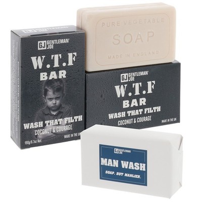 Man Wash WTF Soap Bar 190g Coconut Courage UK Made Vegan Plastikfrei 1,3,4 Pack