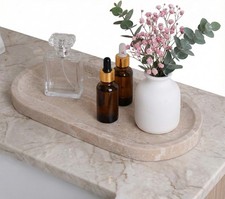 Travertine Vanity Tray for Bathroom Counter 10"x5" Natural Marble Tray Hand