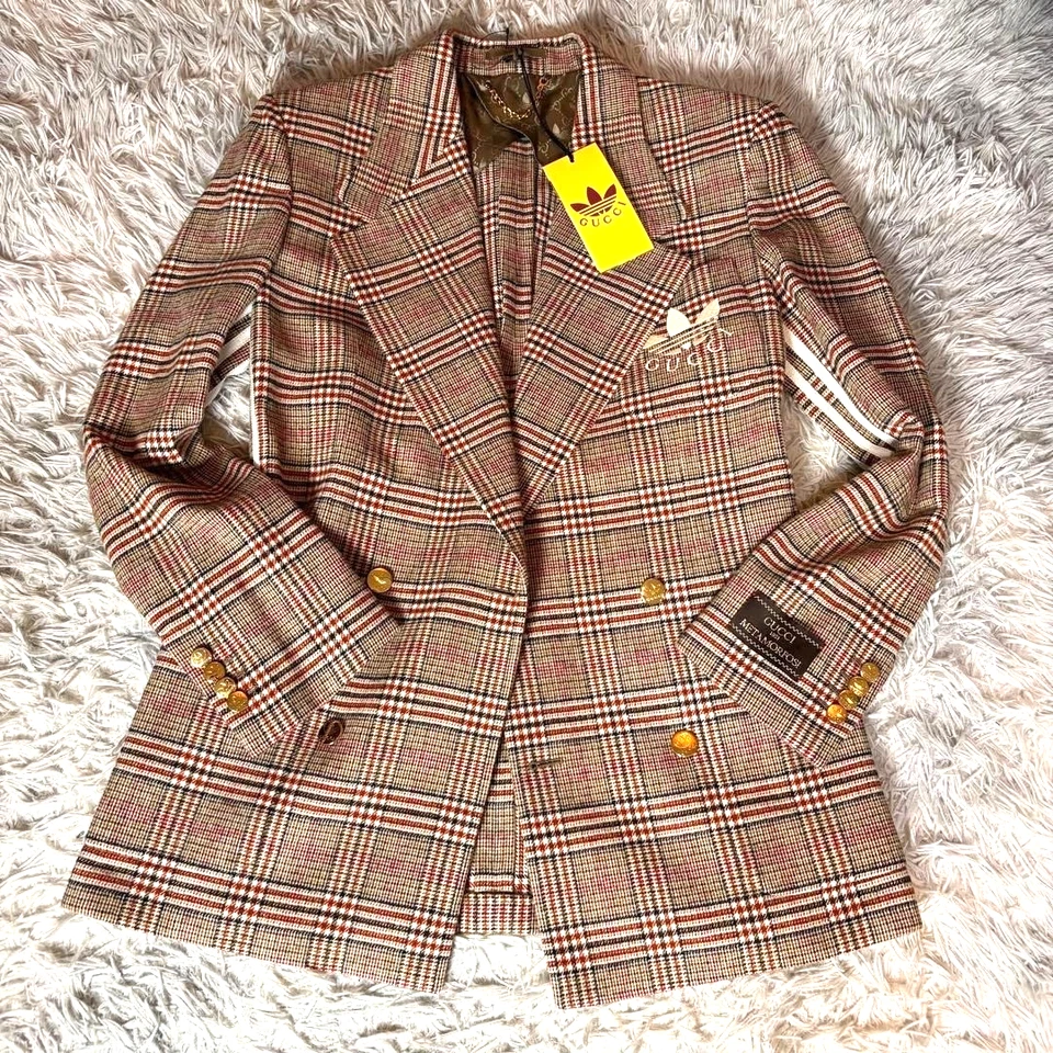 GUCCI x Adidas Chaqueta Sastre Doble Talla 44 Lana Beige Hecho en Italia 1118 Foto 2 de 4