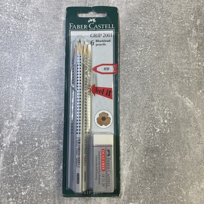 FABER-CASTELL Grip 2001 HB Bleistifte Blacklead Pencils +Radiergummi (Dust Free)