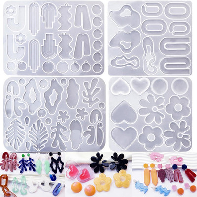 (4 Pack) Resin Earring Molds, Resin Jewelry Molds for Epoxy Variety Shape Silico