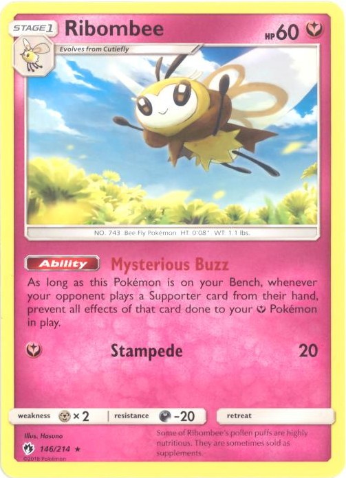 Pokemon Card - Sun & Moon Lost Thunder 146/214 - RIBOMBEE (rare) - NM/M