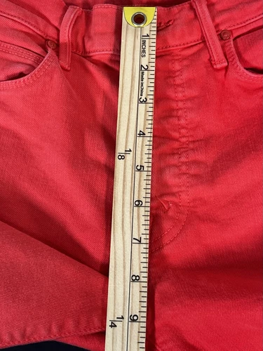 MOTHER Women's Size 24 The Stunner Ankle Fray Play Date Tomato Wash Jeans - Picture 7 of 16