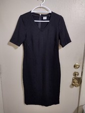 Cabi Women's Size 8 Black Zip Back Short Sleeve Midi Dress EUC