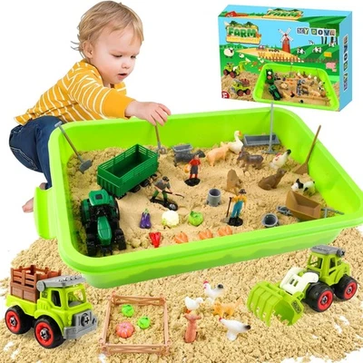 MYDOVA Bauernhof Thema Sensorische Bin, DIY Spielsand Sandbox mit 1 KG Magic Toy