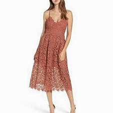 ASTR the Label Lace A-Line Midi Dress Pink Mauve Wedding Guest Cami size S