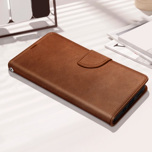 Étui pour iPhone 15 Clapet Portefeuille Support Vidéo Dragonne Marron - Photo 6 sur 6