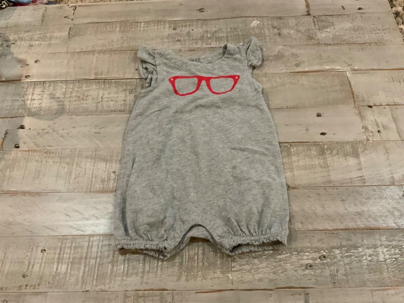 Girls Gap vintage romper size 3-6 months gray sleeveless w/glasses