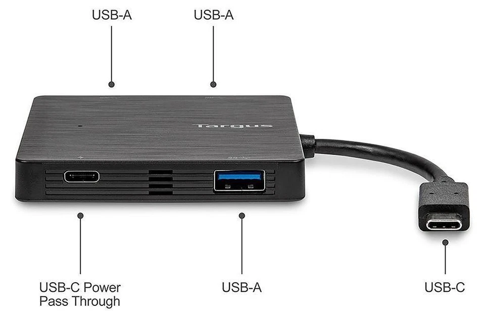 USB-C 4 Port Hub with PD Passthrough, USB-C to 3x USB-C 1x USB-C - ACH924EUZ - Image 3 of 4
