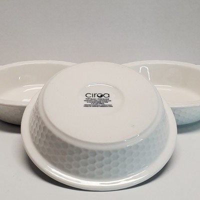 Set of 3 Ciroa Honeycomb White Porcelain 5.5'' Bowls Replacement Textured