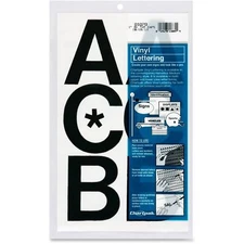 Chartpak Press-On Vinyl Uppercase Letters, Self Adhesive, Black, 3"h, 50/Pack