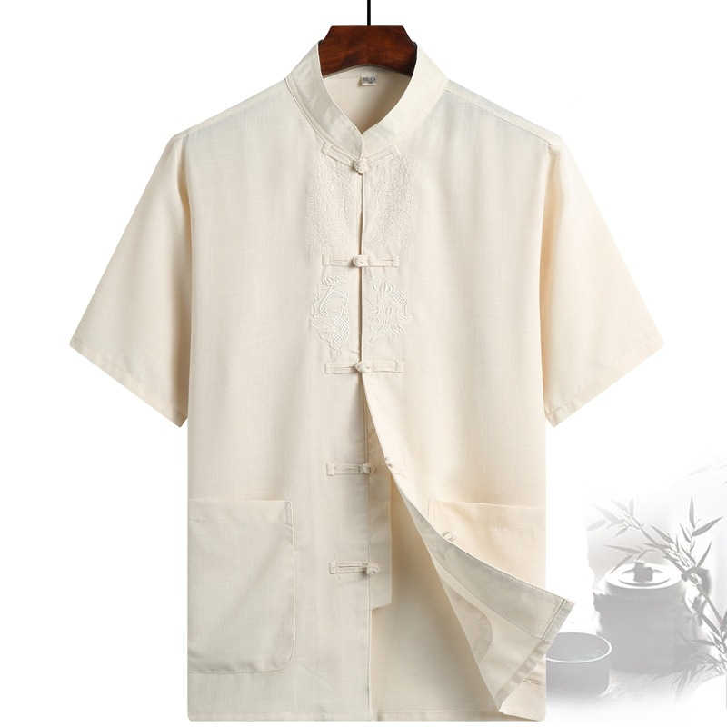 Camicia Uomo Riga Larga Collo Coreano Manica Lunga Lino Sartoriale Vari Colori - Foto 3