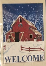 Meadow Creek Winter Farm Scene Decorative Garden Flag Winter Season 28x40" New