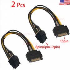 X2 SATA 15pin Male to 8pin 6 2 PCI-Express PCIe Video Graphic Card Power Cable