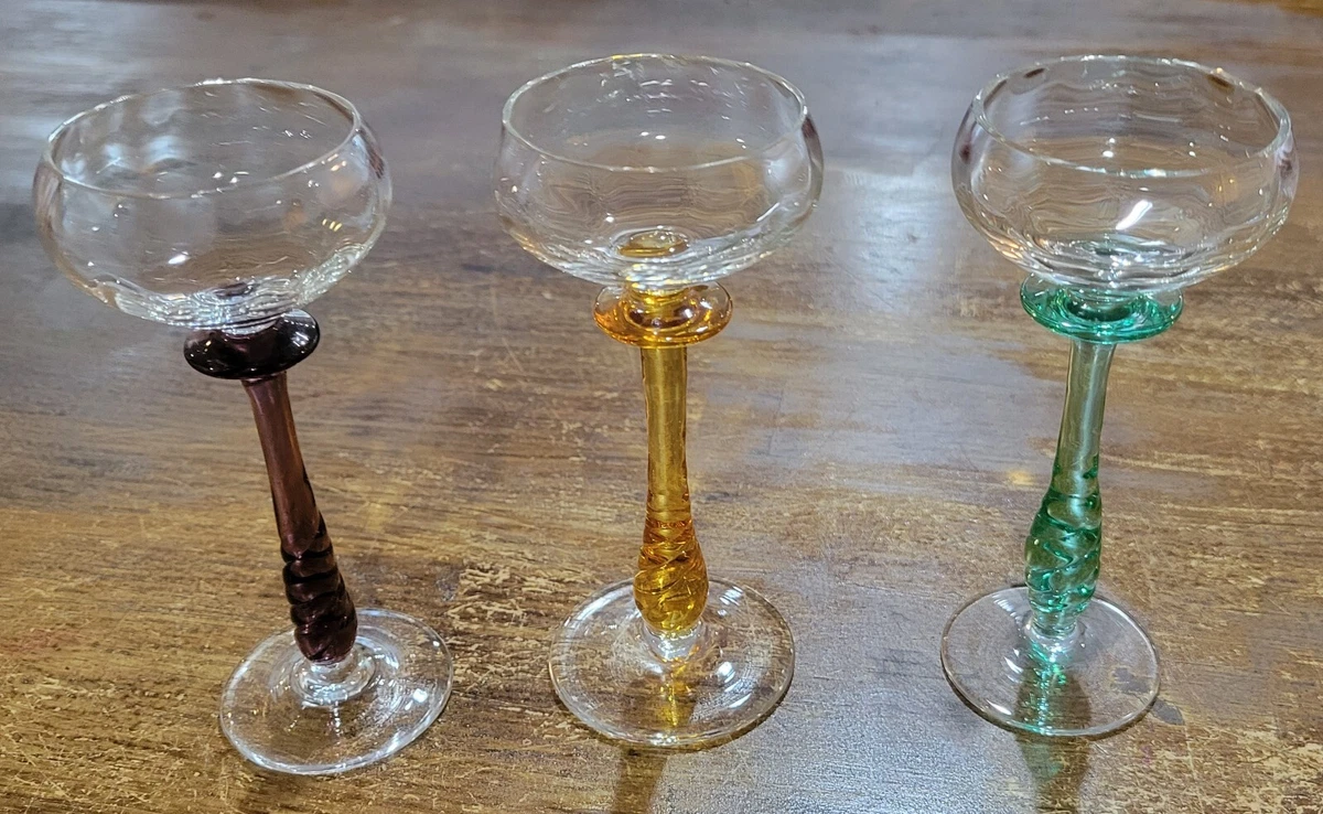 Small Wine Glasses - Matching Set of 3 - Different Colors - 4.5