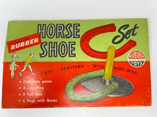 Vintage Auburn Toys Rubber Horseshoe Set no. 707 With Original Box Missing 1 Peg