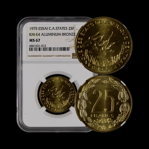 CAMEROON. 1975, 25 Francs CFA - NGC MS67 - Top Pop 🥇 Eland, Antelope, Essai