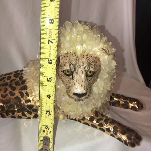 RAR Vintage MCM Raubkatze Figur Skulptur Gepard Löwe Geod Kristall Mähne 20 Zoll - Bild 8 von 11