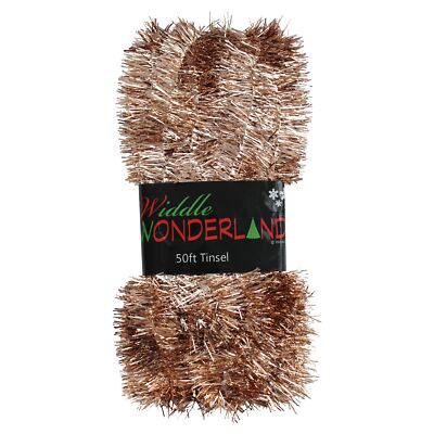 Weihnachtsbaum 50ft x 3cm Tinsel Girlande GREAT VALUE - Rose Gold