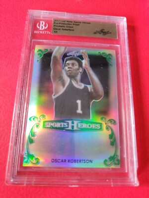 OSCAR ROBERTSON PRISMATIC GREEN PROOF CARD #d1/1 1 OF 1 SLABBED BY BECKETT