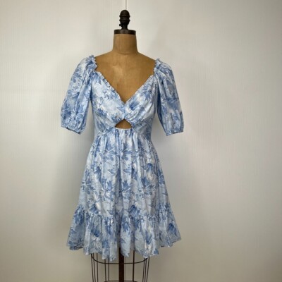 Cinq A Sept Dress Women 2 Kayla Floral Ruffle Puff Sleeve Cut Out Party Core