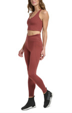 DKNY Sport Crossover Balance Compression Super Soft Leggings Sable Size S
