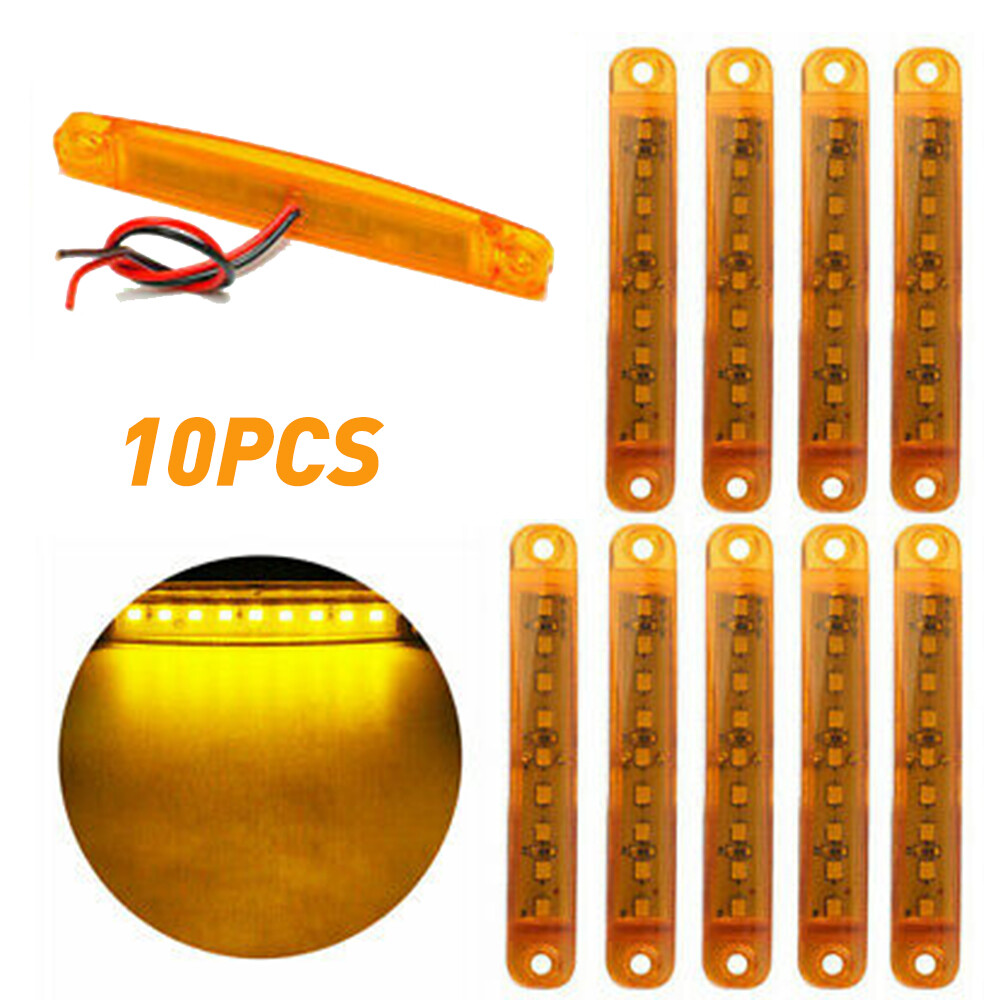 9-LED Amber White Blue Truck Trailer Turn Signal Side Marker Lights