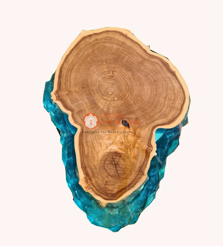 Blue Epoxy Table dining table, center table top Live Edge Acacia wood Furniture - Image 4 of 4