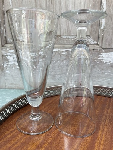 Princess House Heritage Cut Floral Etched Footed Pilsner Beer Glasses - Set of 4 - Picture 2 of 6