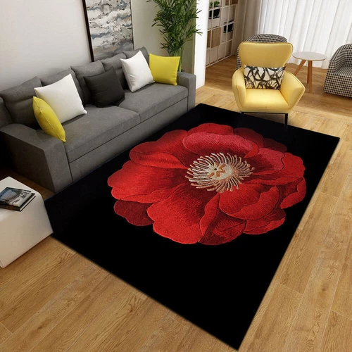 Alfombra de terciopelo floral 3D vintage alfombra de piso para sala de estar dormitorio antideslizante lavable - Imagen 16 de 22