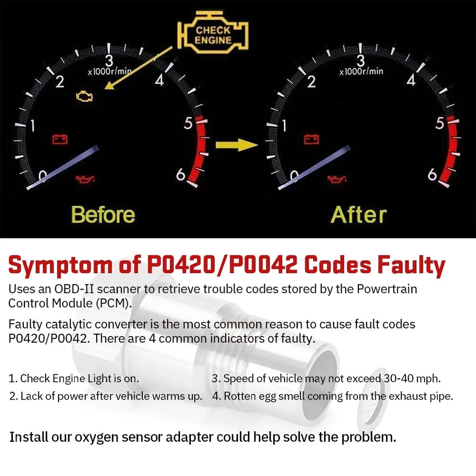2X Oxygen O2 Sensor Spacer Adapter Catalytic Converter Fix Check Engine Light - image 4 of 4