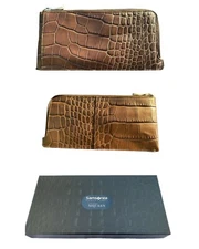 Exclusive ALEXANDER McQUEEN TRAVEL WALLET Samsonite BLACK LABEL Leather Brown