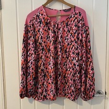M&S Collection Pink Red and Black Abstract Pattern Oversize Top Size 16