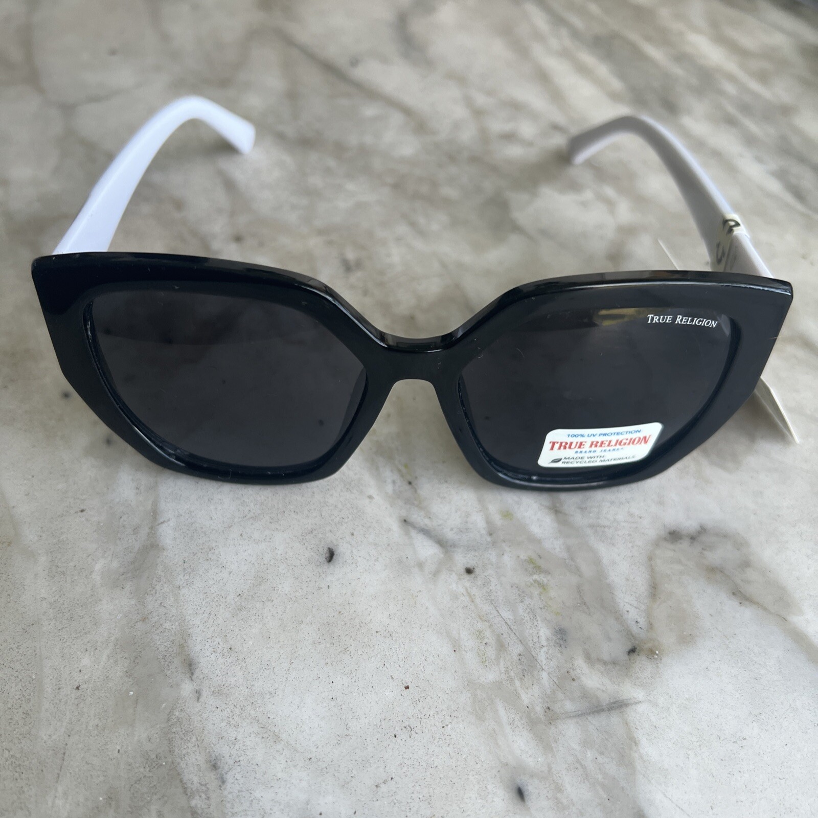 True Religion Sunglasses Women Oversized Black/White NWT image 7