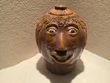 Peppertown Ugly Face Jar Pottery  signed RILEY Vintage Mississippi 2001 EUC