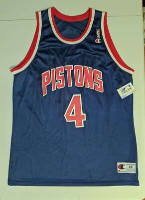 JOE DUMARS Detroit Pistons Blue Champion Jersey 48 NBA Laimbeer