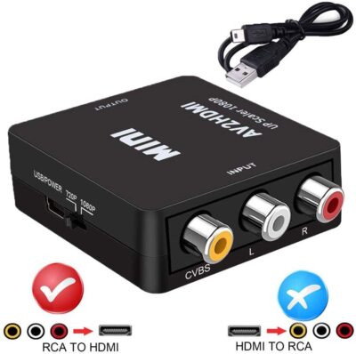 RCA to HDMI Adapter Converter Video Audio Composite AV 720P 1080P Upscaler CVBS.
