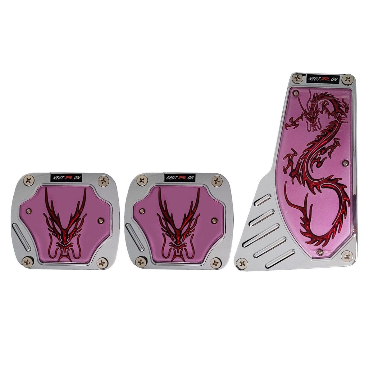 3 Pcs Pink Red Dragon Manual Car/SUV Gas Brake Foot Pedal Pads