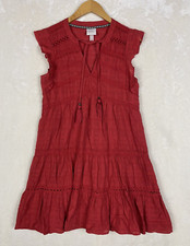 Knox Rose Dress Womens Small Lace Tiered Gauzy Boho Flowy Peasant Festival