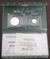 *TRIU* EL SALVADOR set 5 + 1 COLON (Salvador Dalì) 1971 ARGENTO in confezione 