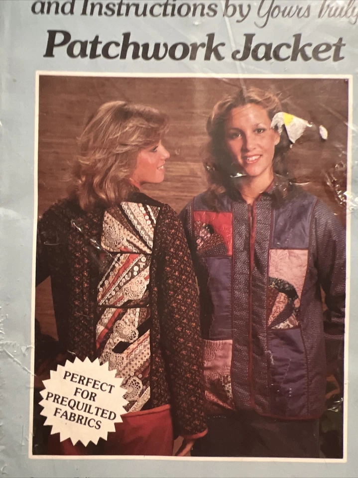 Vintage Yours Truly 1980 #3737 Patchwork Jacket S M L Uncut Farmcore Garden Girl - Image 2 of 3
