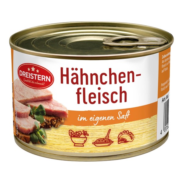 10X Dreistern HäHnchenfleisch Im Eigenen Saft 400G / Original GeflüGel Konserve-image