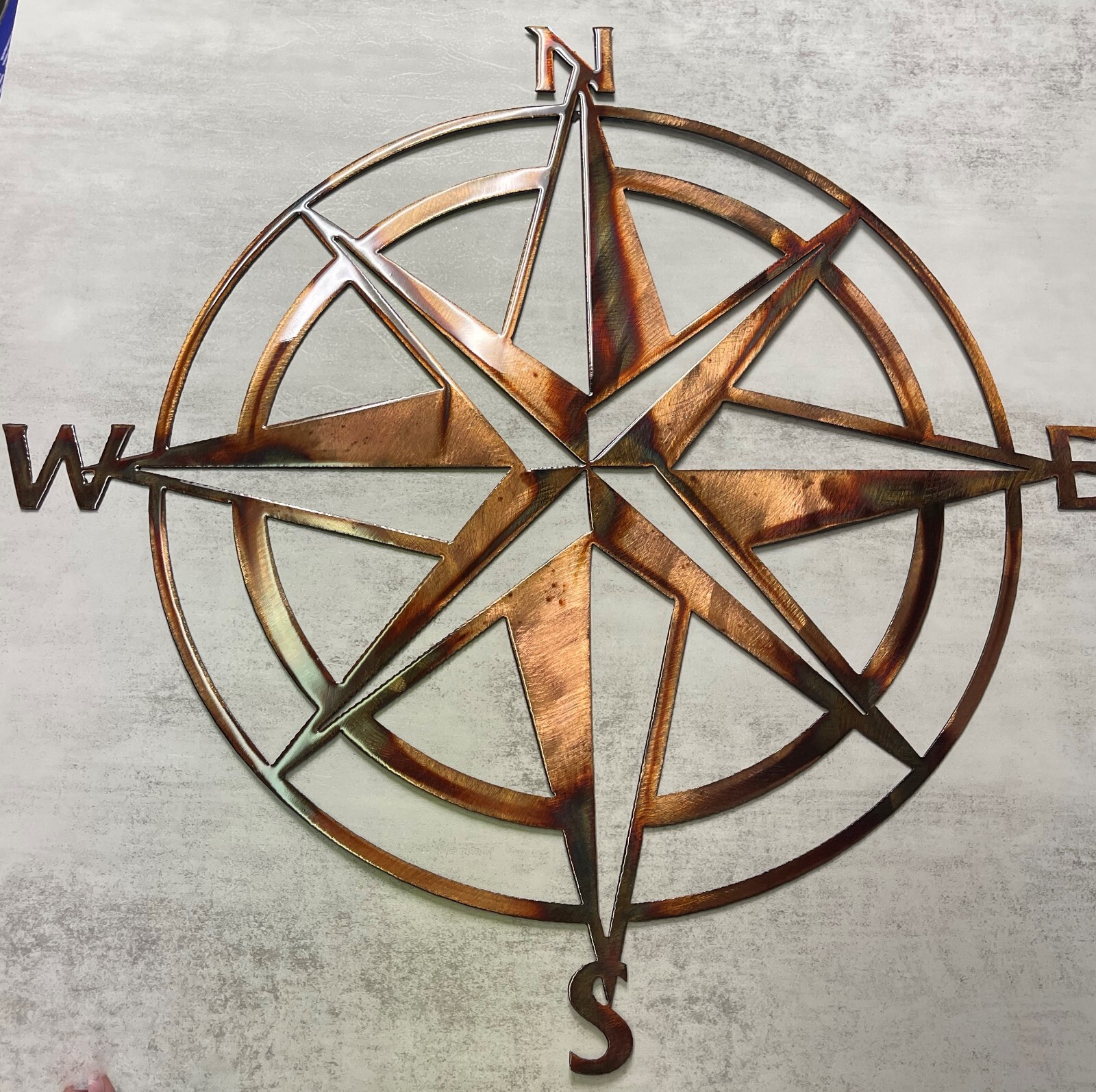 Nautical Compass Rose - Metal Wall Art - Copper and Bronzed Plated 45" x  45" | eBay