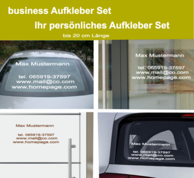 business Aufkleber Set mailadresse homepage name tel.  Geschäftsaufkleber (281)