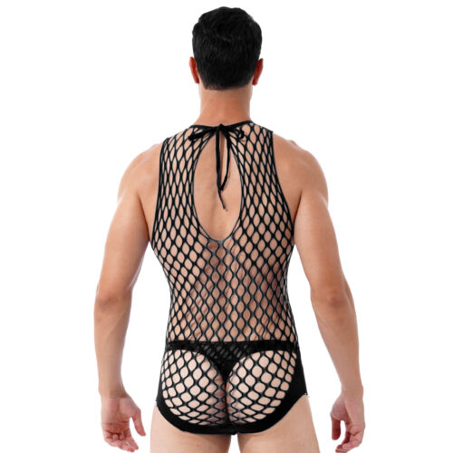 Herren Lackleder offenem Schritt Bodysuit Overall mit Reißverschluss Unterwäsche - Bild 22 von 24