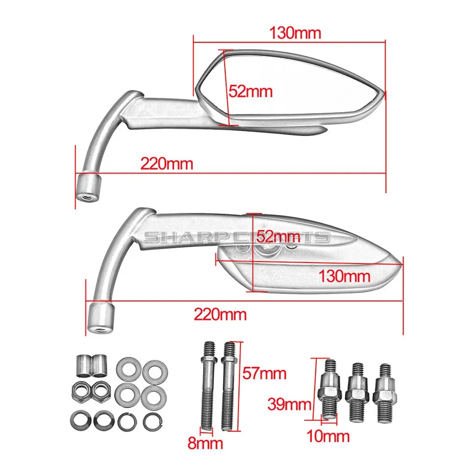 For Yamaha Dragstar DS V-star XVS400 XVS650 XVS950 XVS1100 Motorcycle Mirrors - Imagem 4 de 4